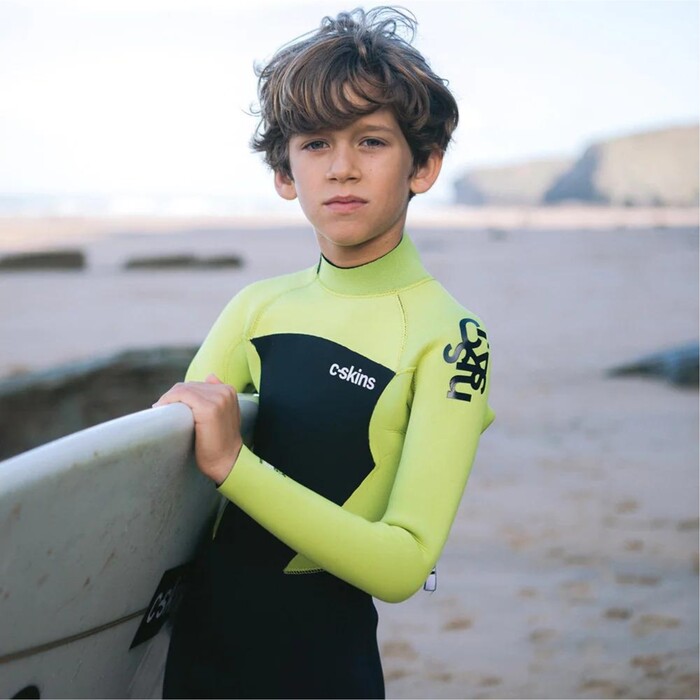 2024 C-Skins Junior Legend 5/4/3mm GBS Back Zip Wetsuit C-LE54JBZ - Slate / Flash Green / Silver